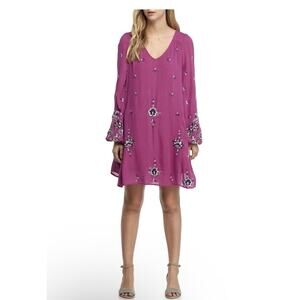 Free People Oxford Embroidered Mini Shift Dress Women’s Size XS Boho Floral